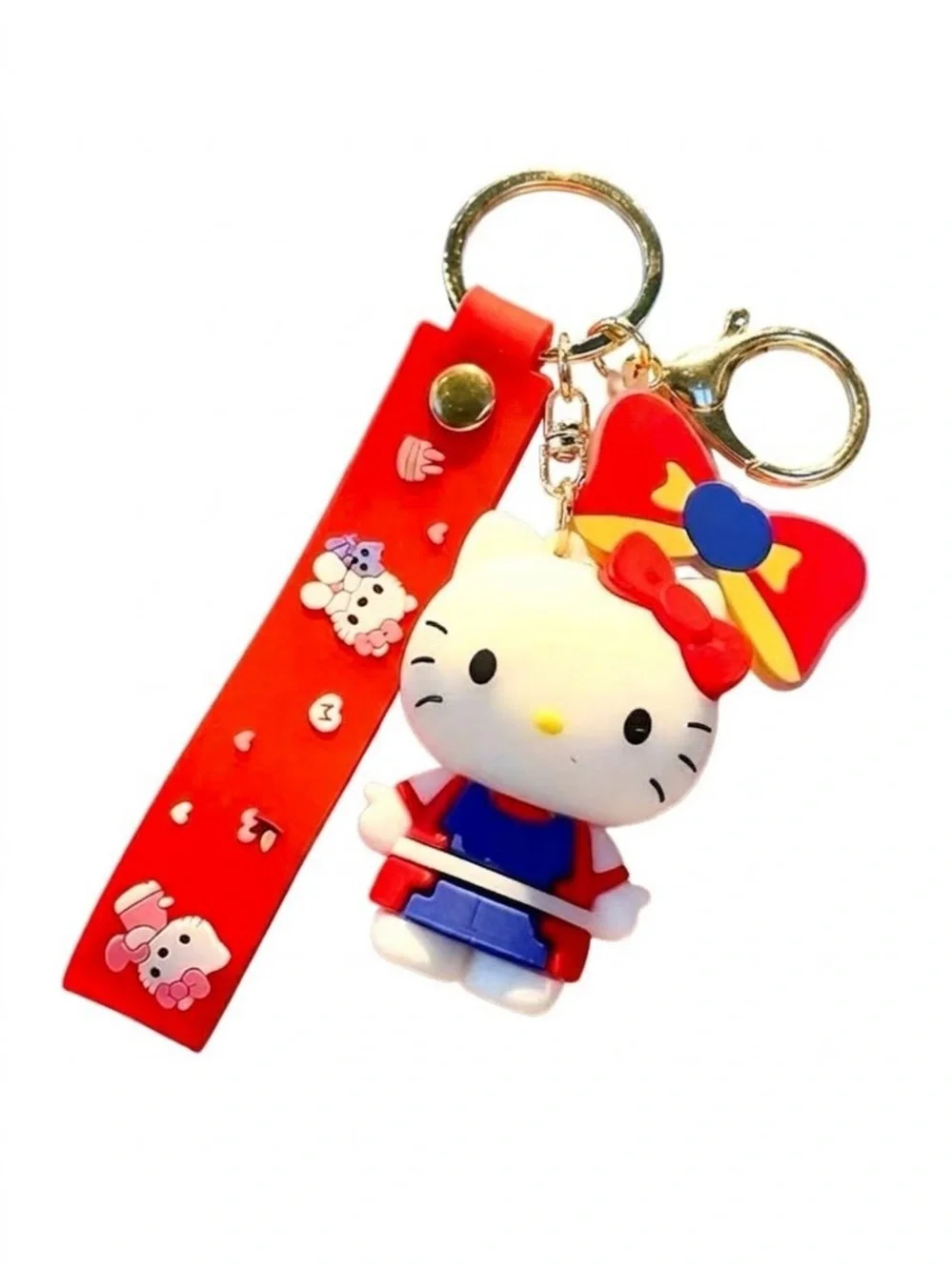 Hello Kitty Red Bow & Blue Outfit Keychain Charm